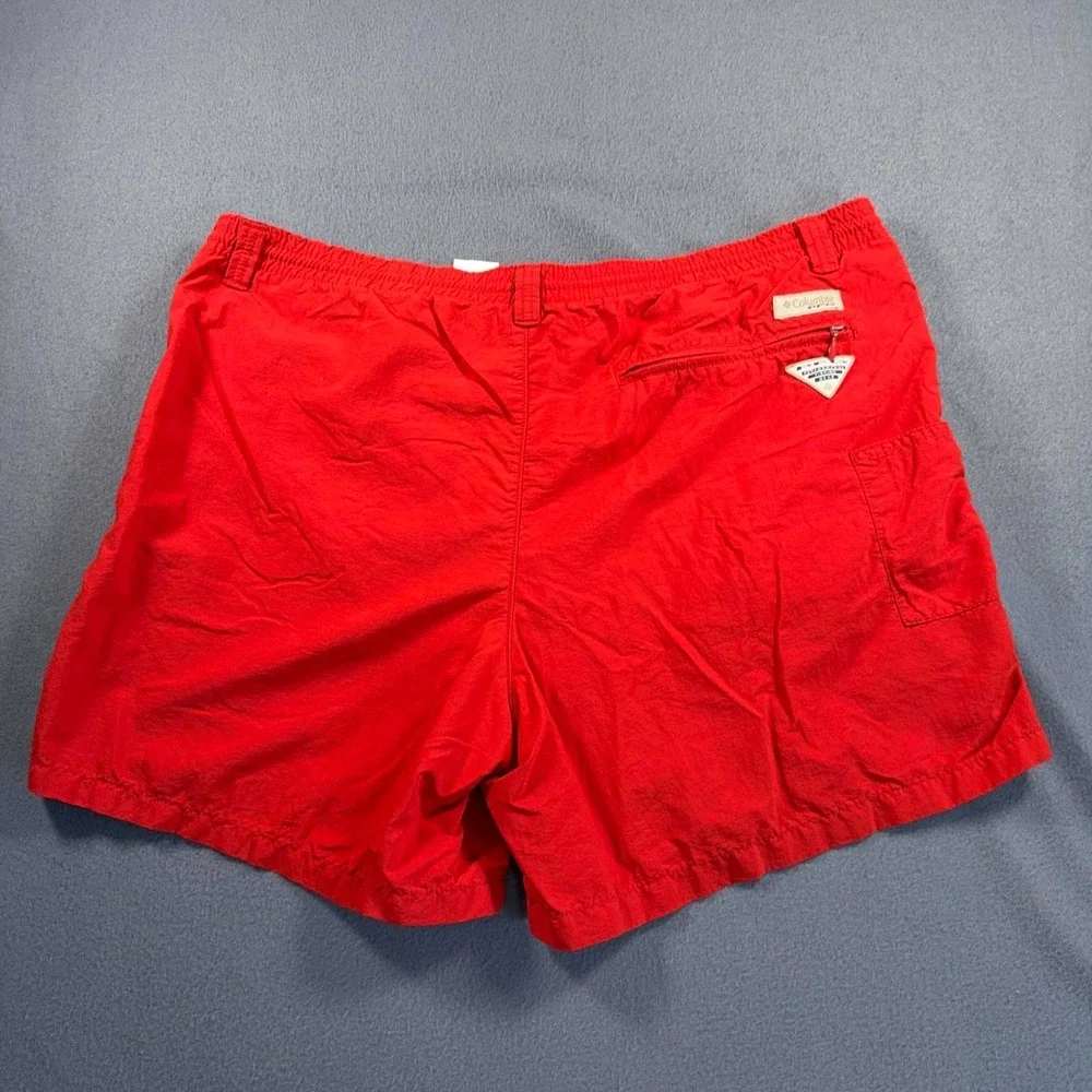 Columbia PFG Swim Trunks Mens L Red Omni Shade 40x16 Fishing Shorts